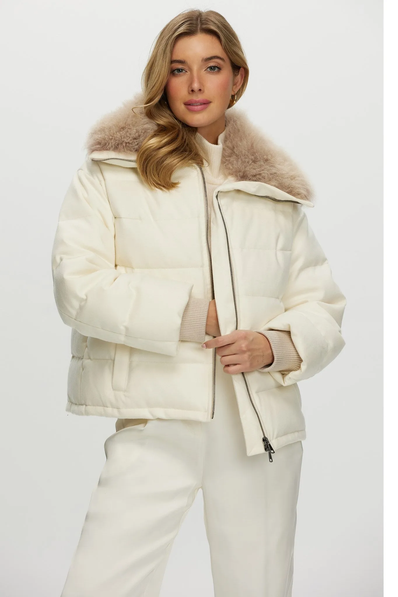 Loro Piana Cashmere Down Jacket with Select Cashmere Goat Collar