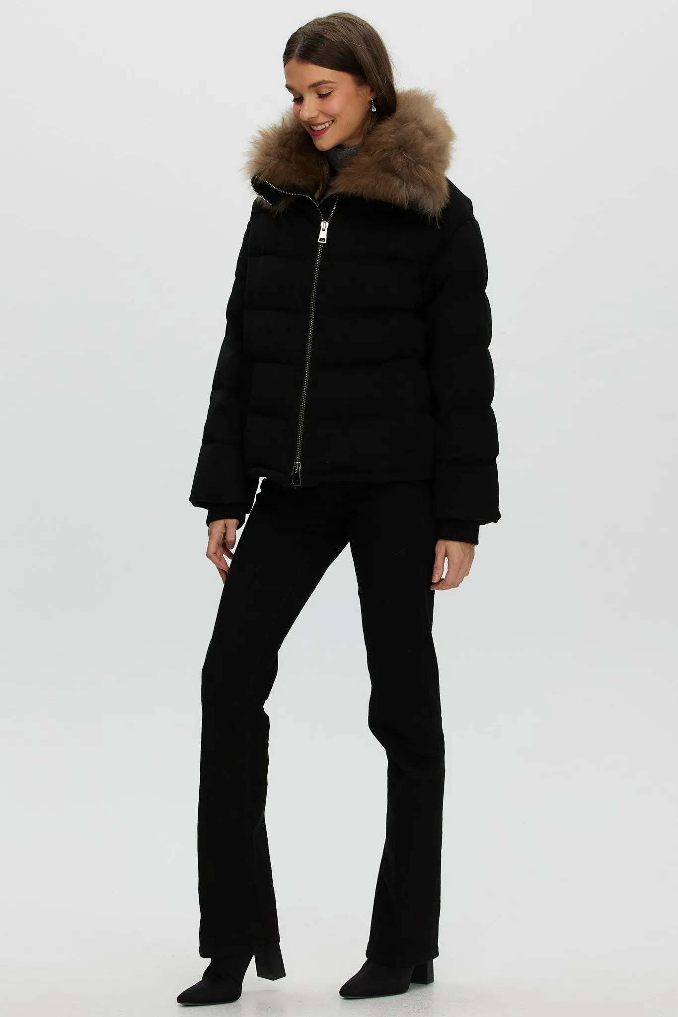 Loro Piana Cashmere Down Jacket with Select Cashmere Goat Collar