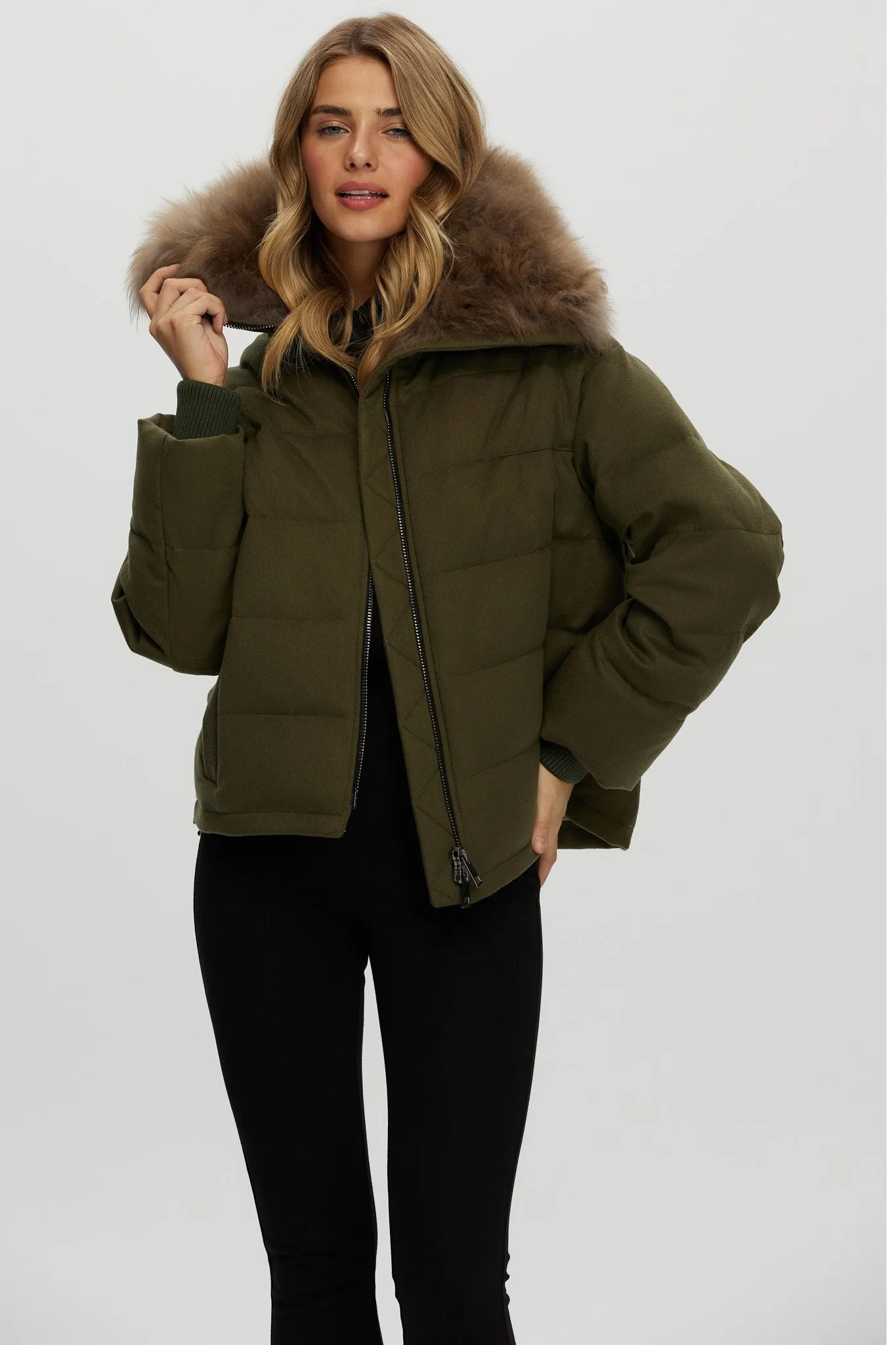 Loro Piana Cashmere Down Jacket with Select Cashmere Goat Collar