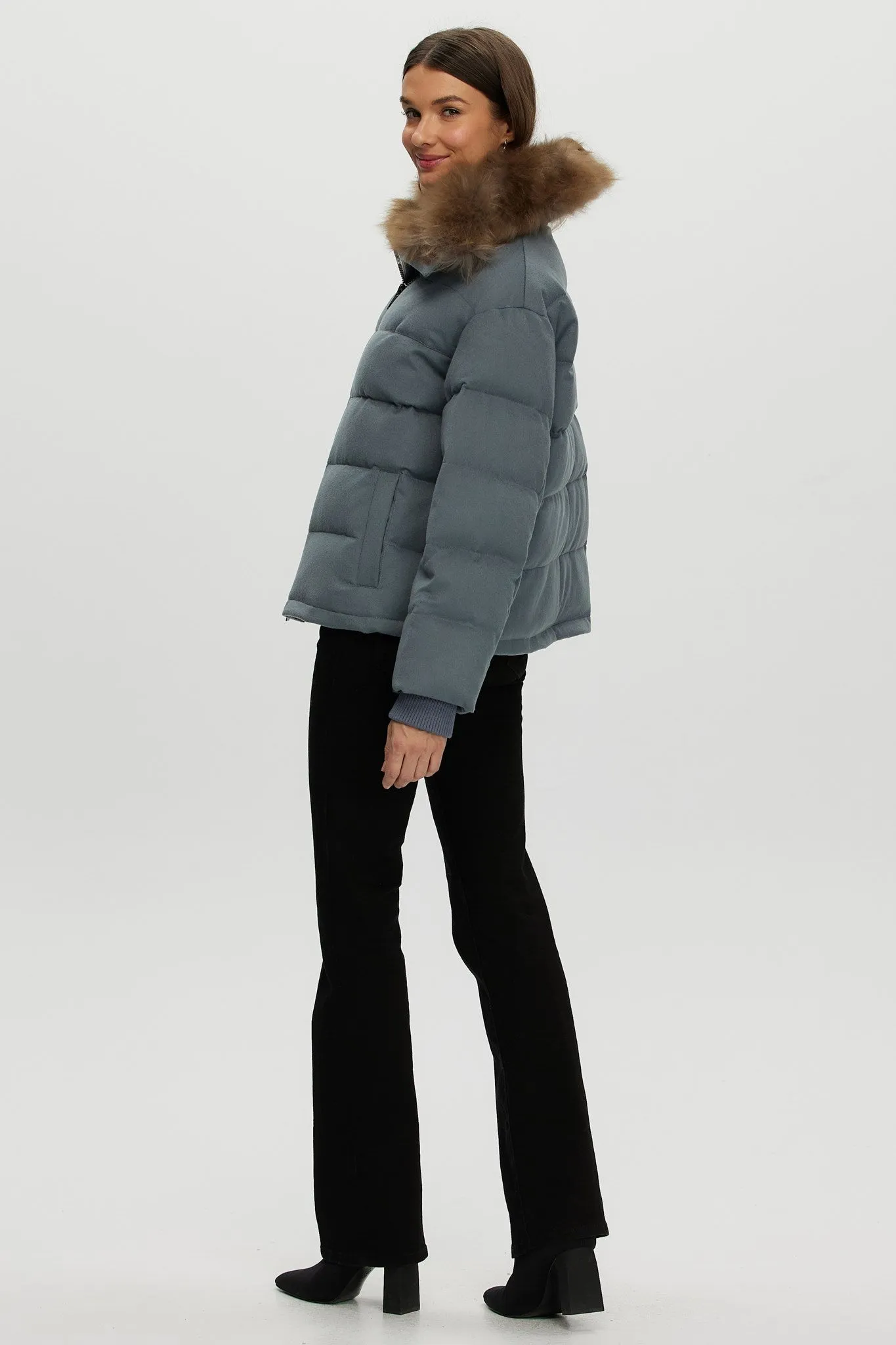 Loro Piana Cashmere Down Jacket with Select Cashmere Goat Collar