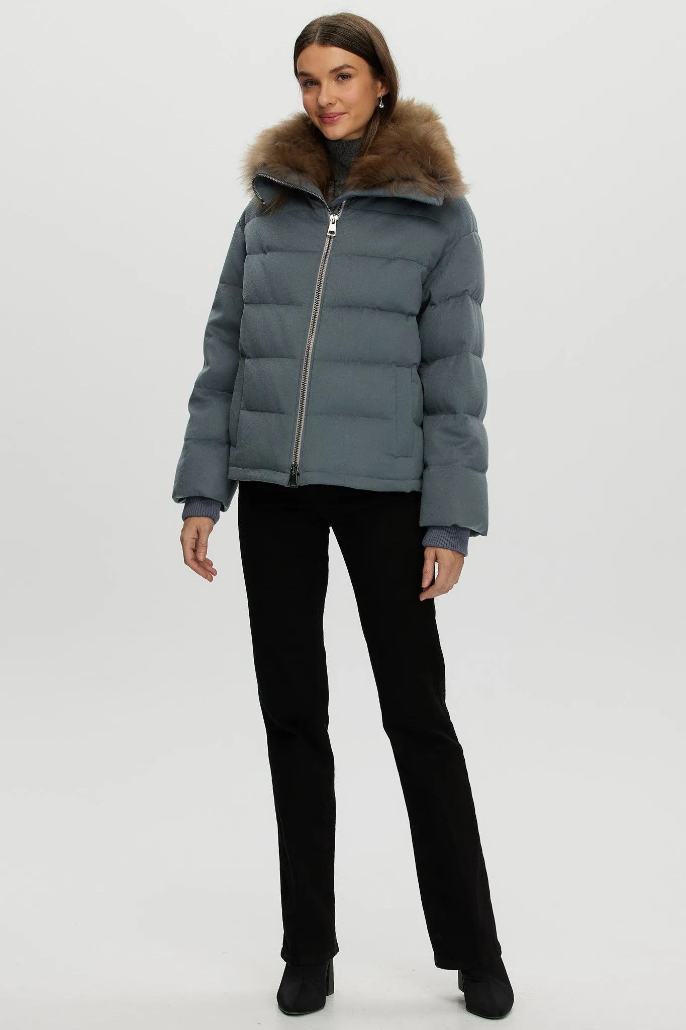 Loro Piana Cashmere Down Jacket with Select Cashmere Goat Collar