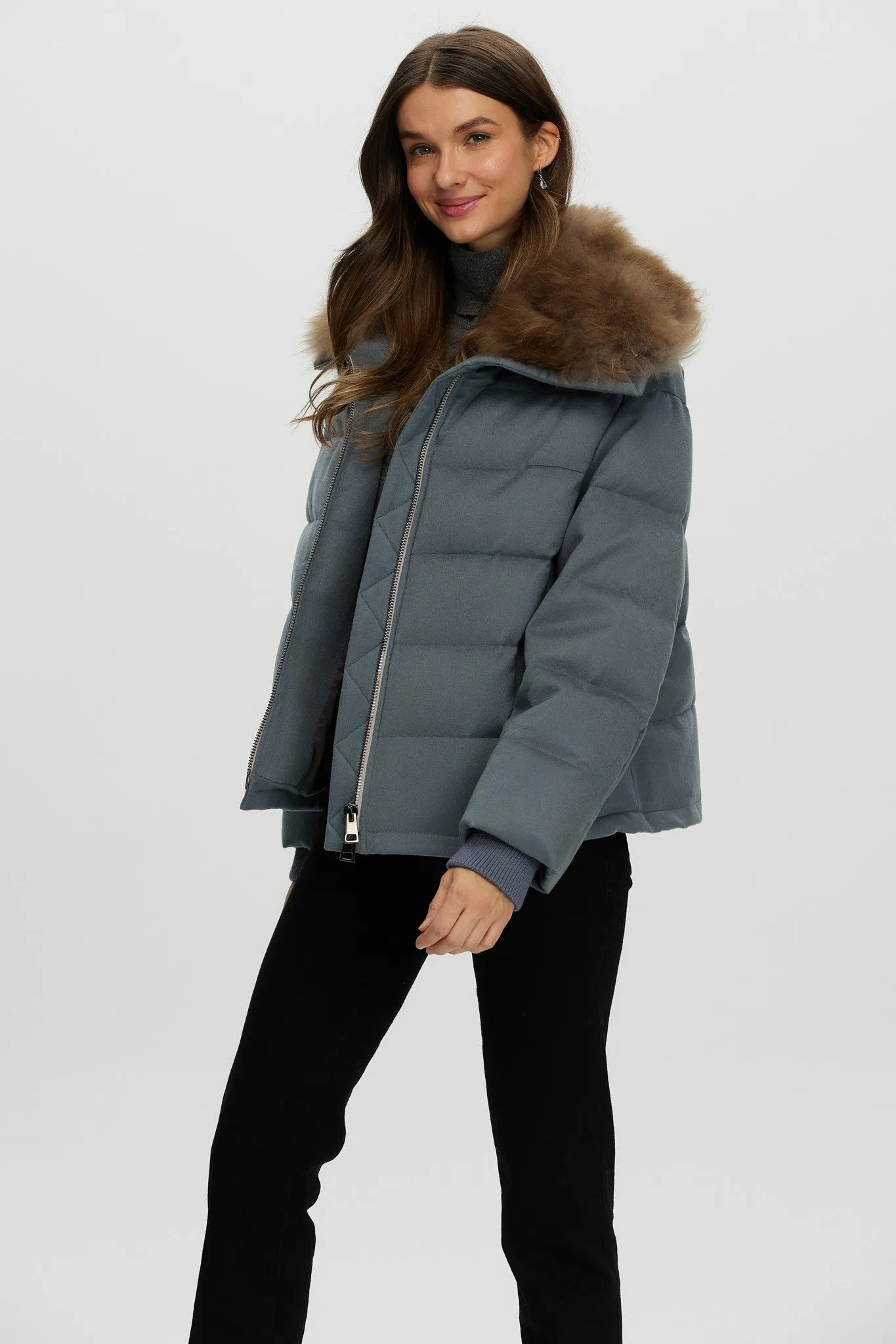 Loro Piana Cashmere Down Jacket with Select Cashmere Goat Collar