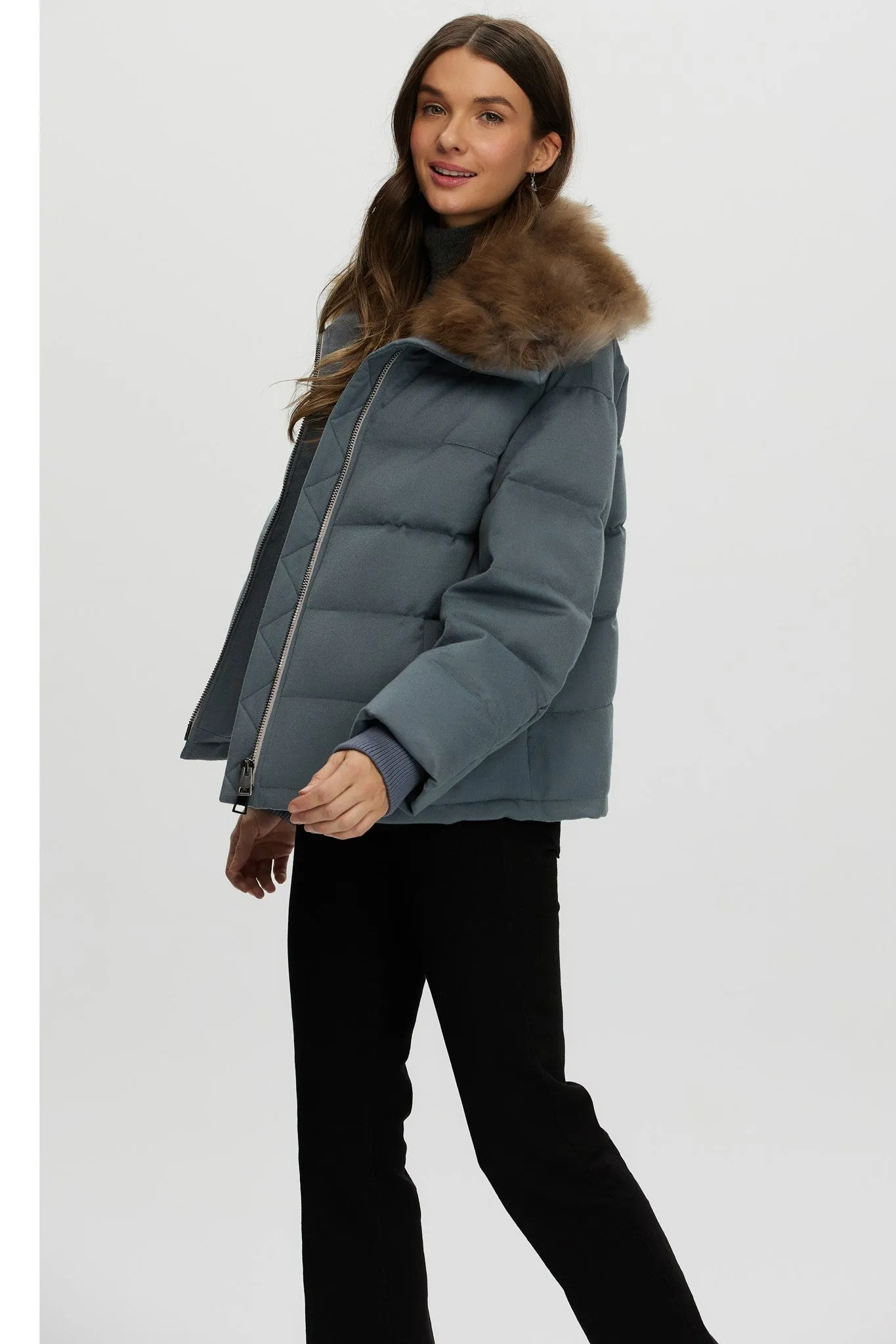 Loro Piana Cashmere Down Jacket with Select Cashmere Goat Collar