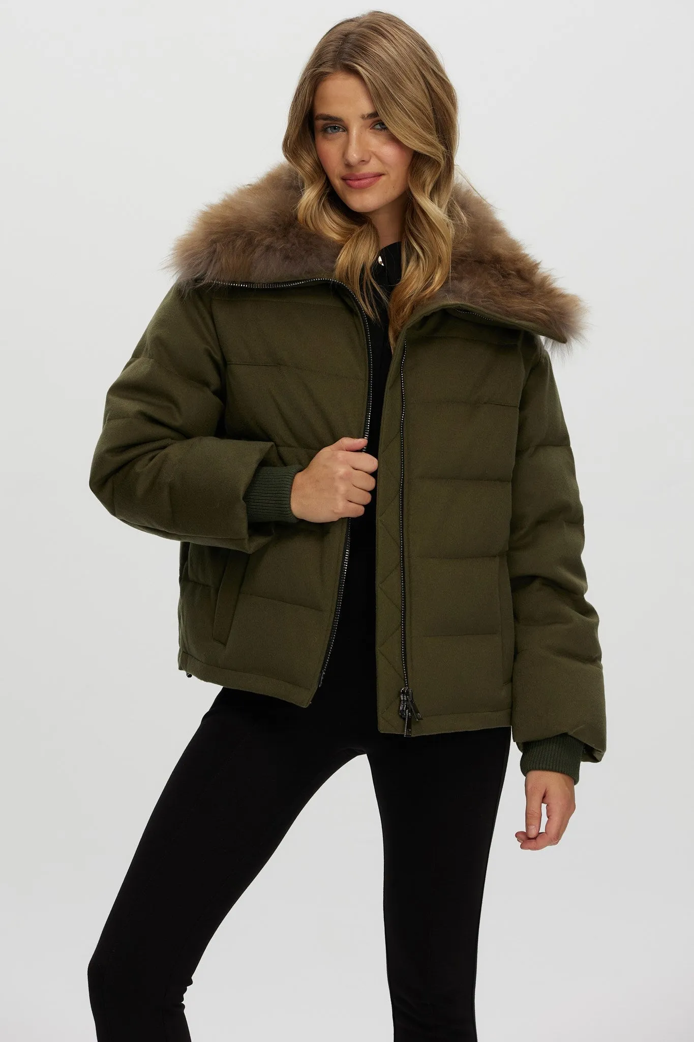 Loro Piana Cashmere Down Jacket with Select Cashmere Goat Collar
