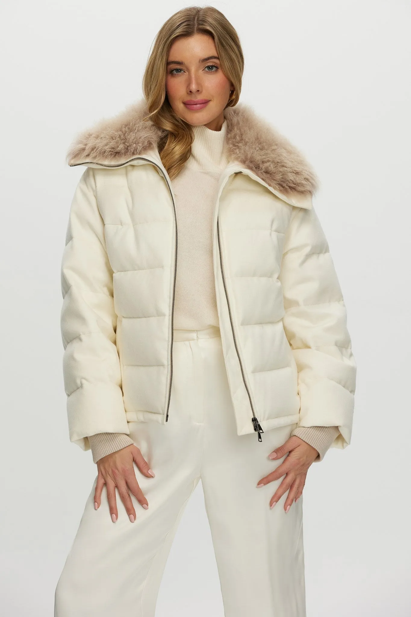 Loro Piana Cashmere Down Jacket with Select Cashmere Goat Collar