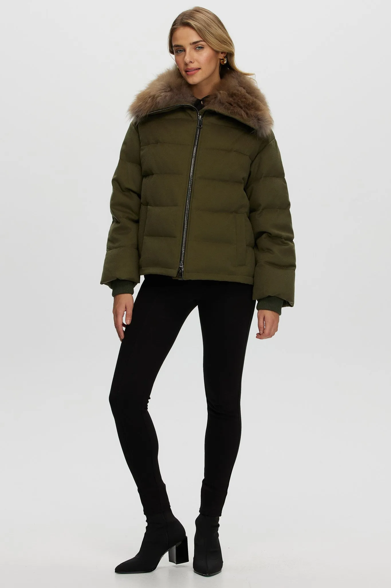 Loro Piana Cashmere Down Jacket with Select Cashmere Goat Collar