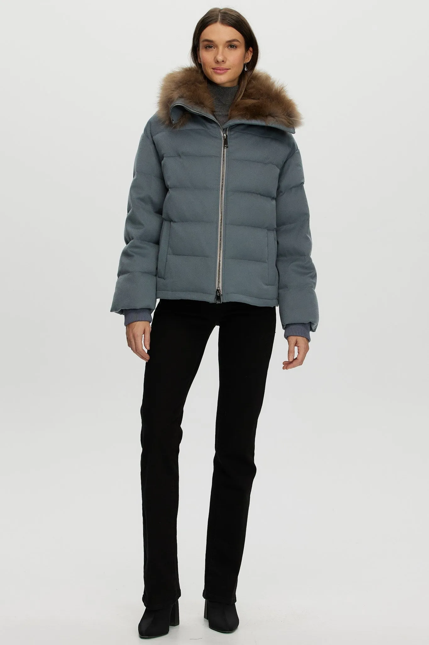 Loro Piana Cashmere Down Jacket with Select Cashmere Goat Collar