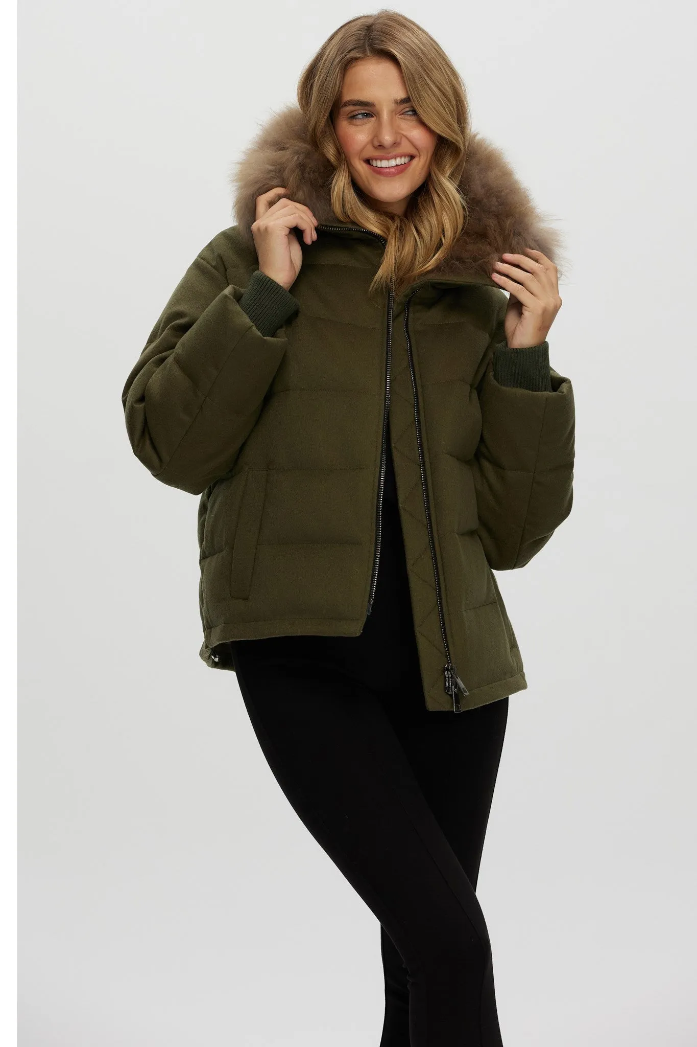 Loro Piana Cashmere Down Jacket with Select Cashmere Goat Collar
