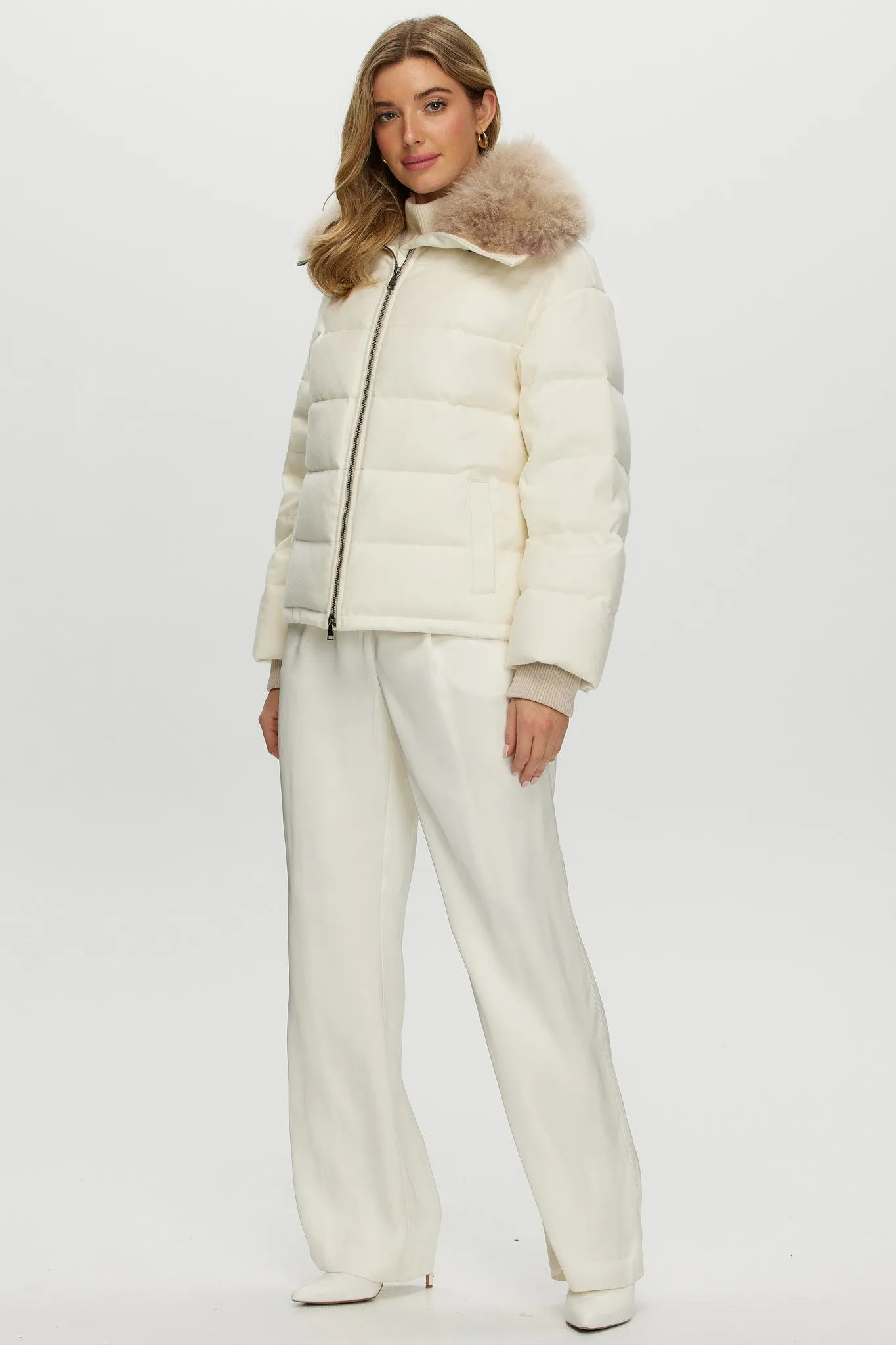 Loro Piana Cashmere Down Jacket with Select Cashmere Goat Collar