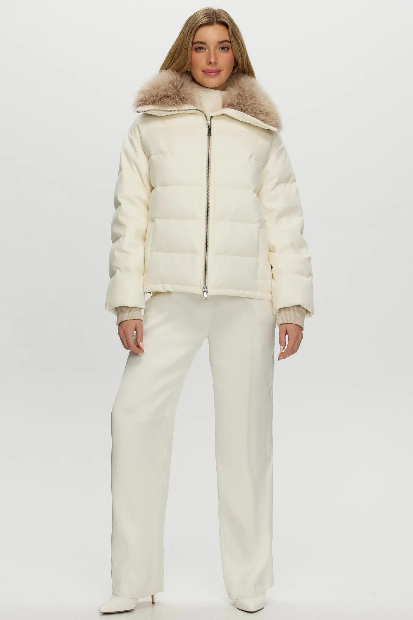 Loro Piana Cashmere Down Jacket with Select Cashmere Goat Collar