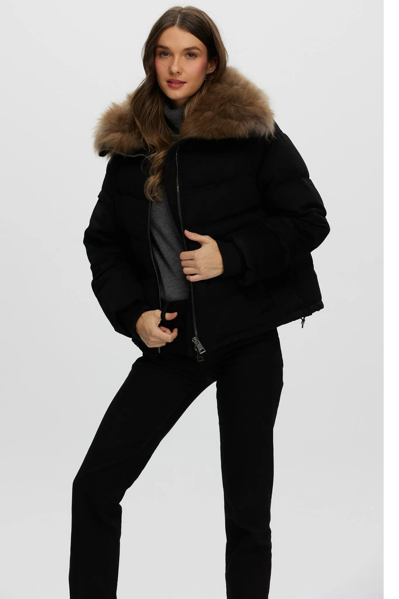 Loro Piana Cashmere Down Jacket with Select Cashmere Goat Collar