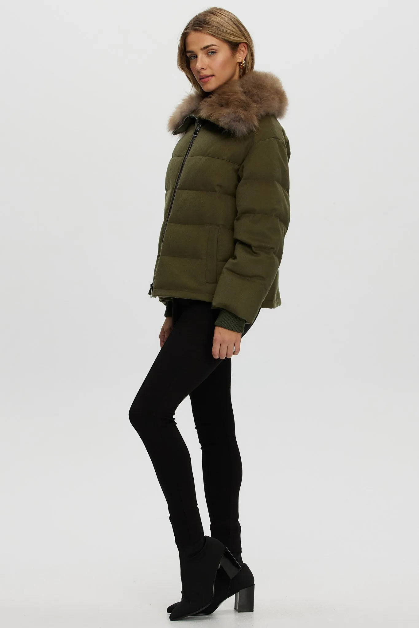 Loro Piana Cashmere Down Jacket with Select Cashmere Goat Collar
