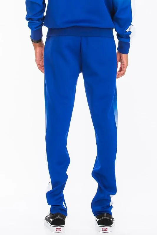 Men's White/Blue Full Zip Ombre Track Suit