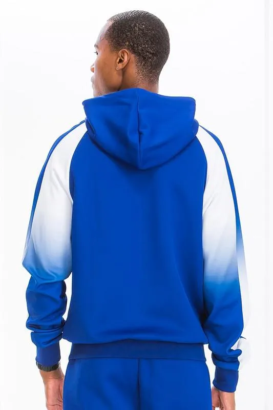 Men's White/Blue Full Zip Ombre Track Suit