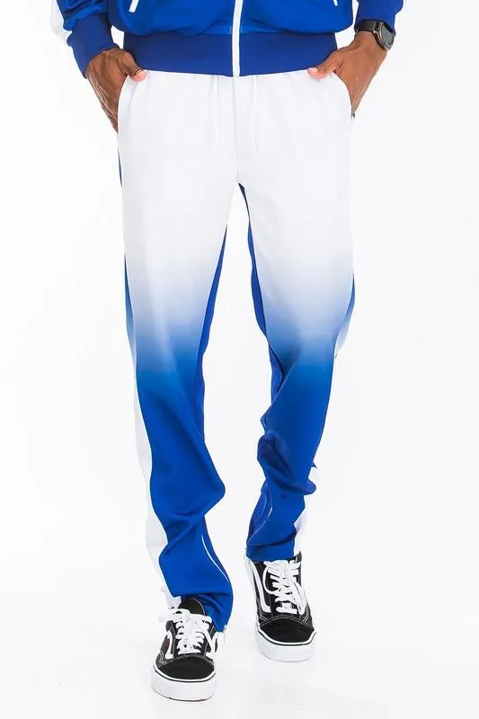 Men's White/Blue Full Zip Ombre Track Suit