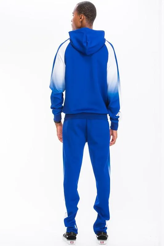 Men's White/Blue Full Zip Ombre Track Suit