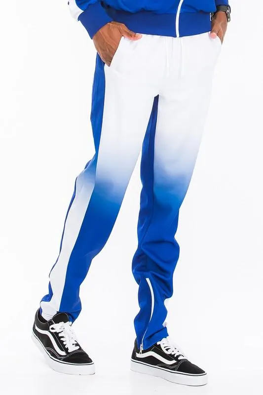 Men's White/Blue Full Zip Ombre Track Suit