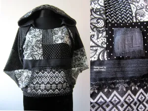 M/L Gray Boho Hoodie,Patchwork Hoodie for Women