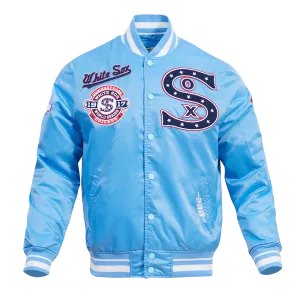 MLB CHICAGO WHITE SOX RETRO CLASSIC MEN'S RIB SATIN JACKET (UNIVERSITY BLUE)