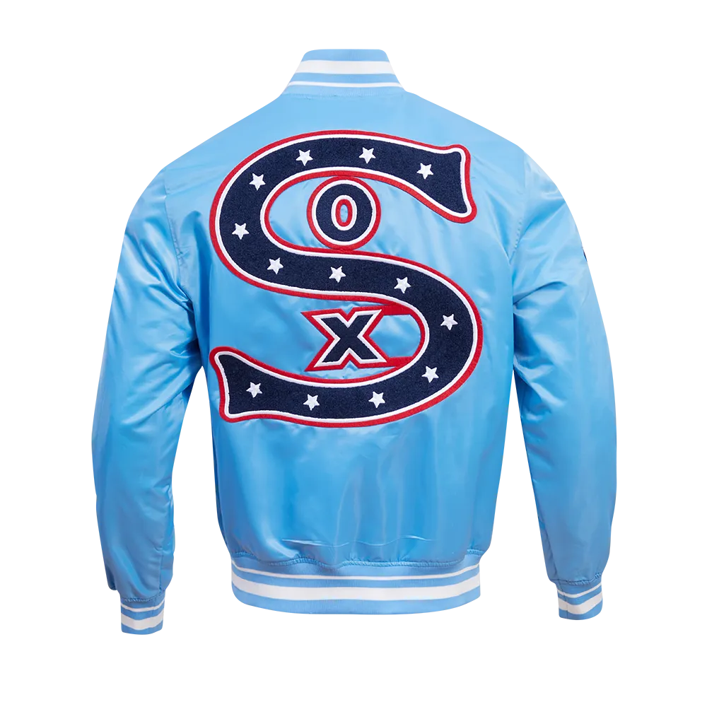 MLB CHICAGO WHITE SOX RETRO CLASSIC MEN'S RIB SATIN JACKET (UNIVERSITY BLUE)
