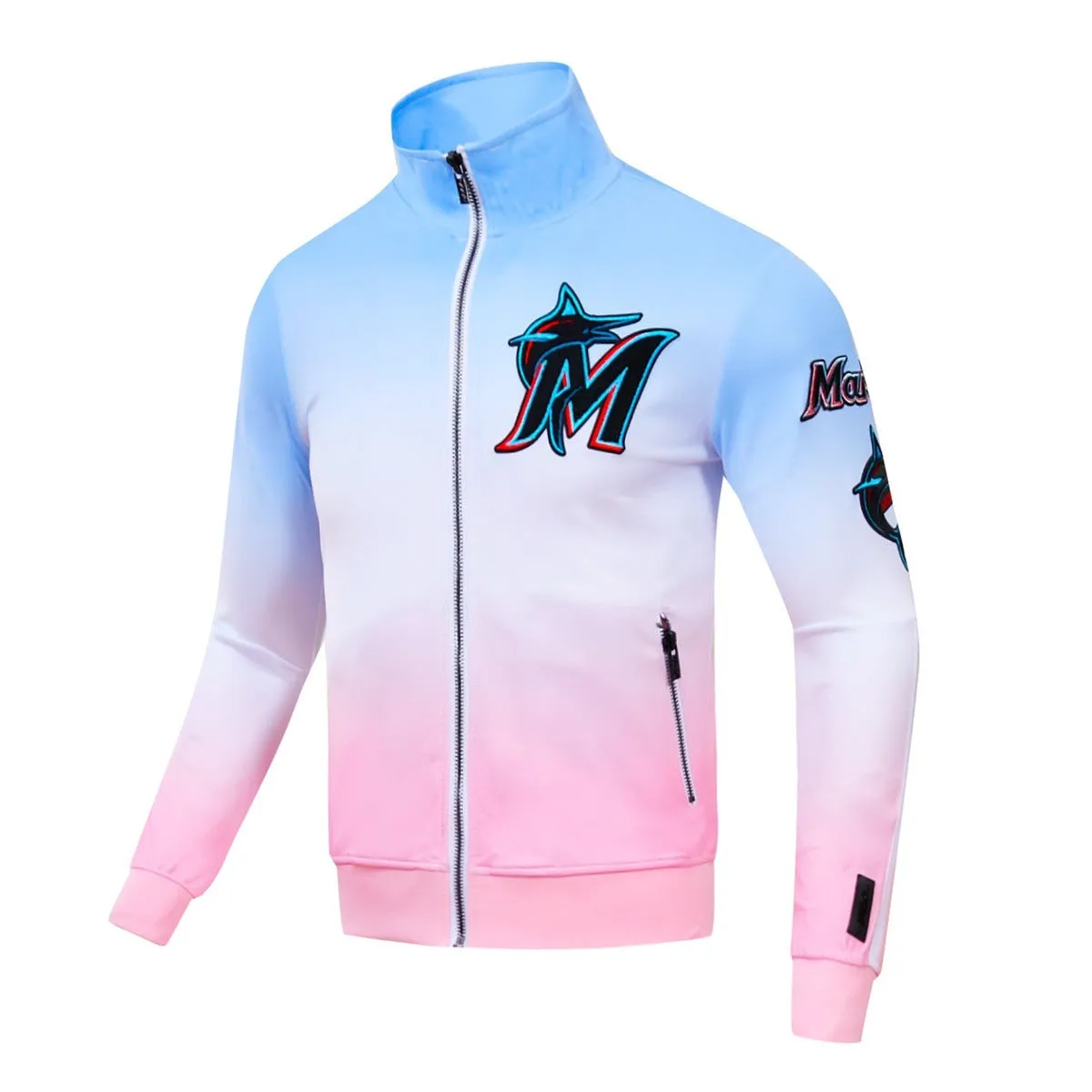 MLB MIAMI MARLINS LOGO MEN'S TRACK JACKET (BLUE/WHITE/PINK)