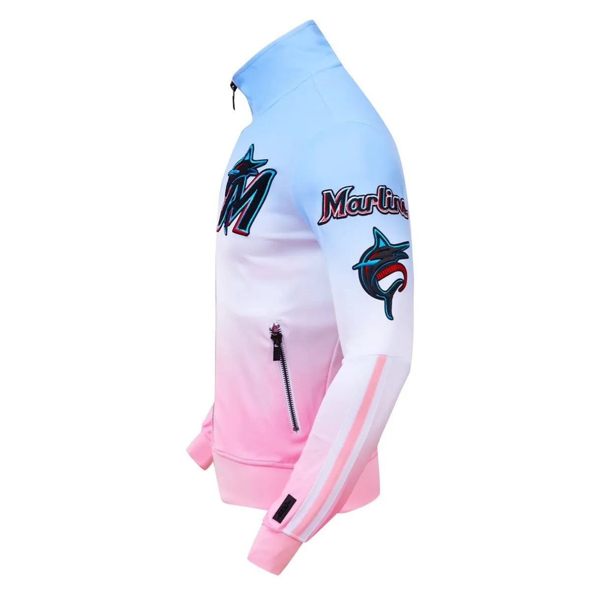 MLB MIAMI MARLINS LOGO MEN'S TRACK JACKET (BLUE/WHITE/PINK)