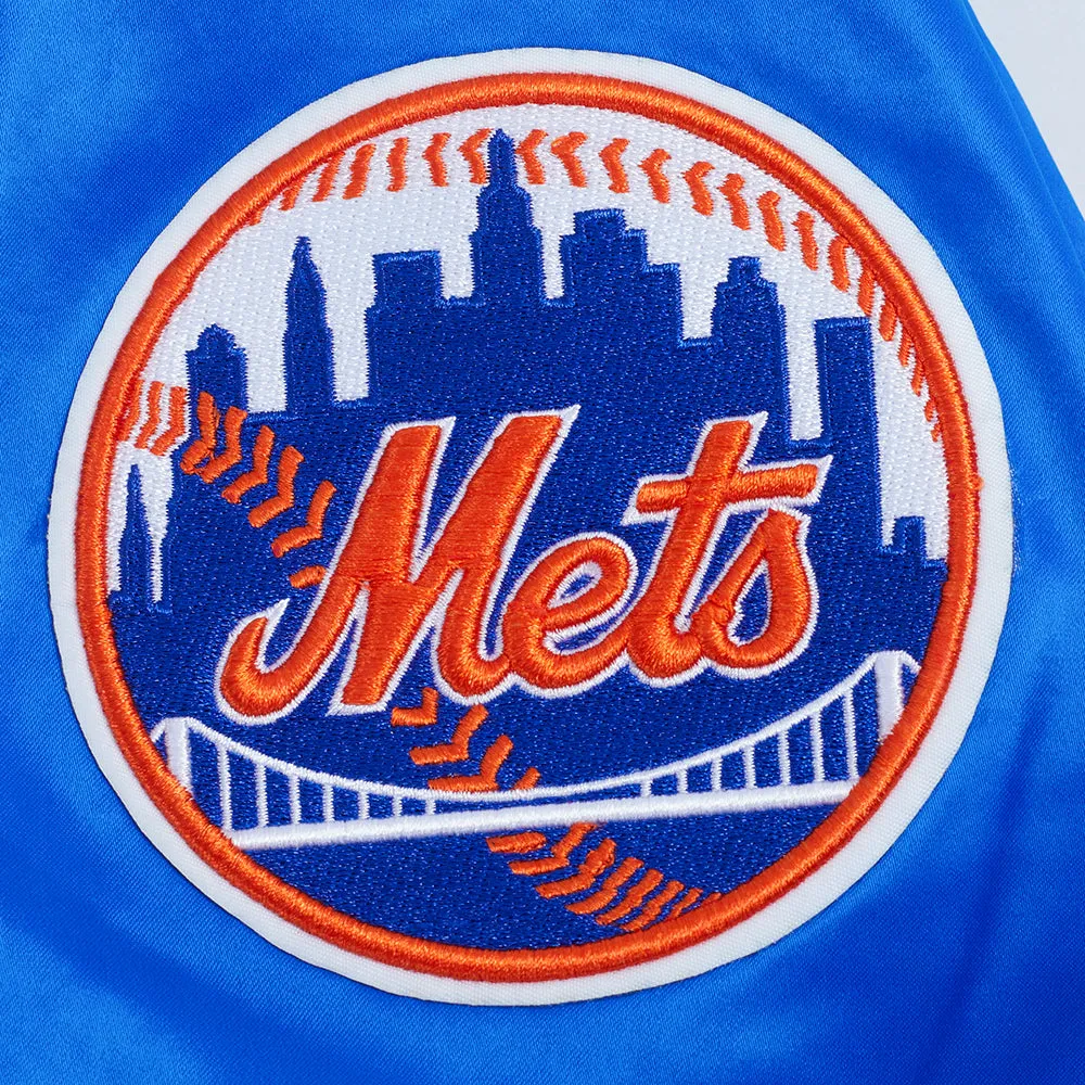 MLB NEW YORK METS ROSES MEN'S SATIN JACKET (ROYAL BLUE)