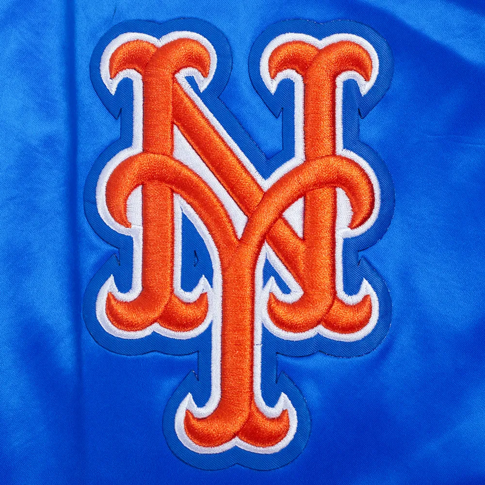 MLB NEW YORK METS ROSES MEN'S SATIN JACKET (ROYAL BLUE)