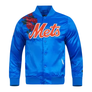 MLB NEW YORK METS ROSES MEN'S SATIN JACKET (ROYAL BLUE)