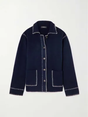 Navy whipstitched cashmere shirt
