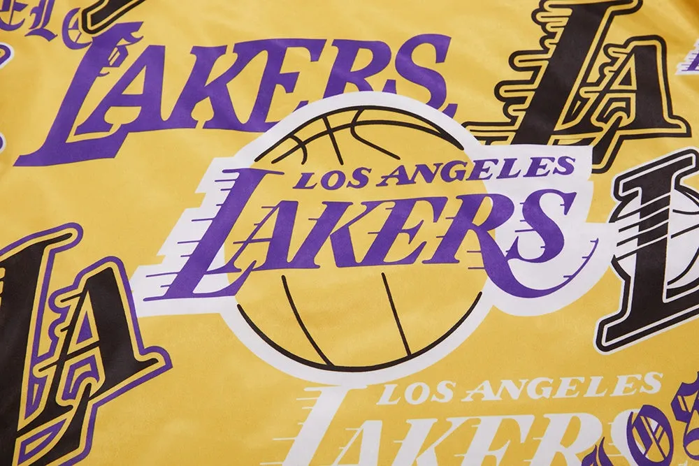 NBA LOS ANGELES LAKERS AOP MEN'S SATIN JACKET (YELLOW)