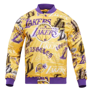 NBA LOS ANGELES LAKERS AOP MEN'S SATIN JACKET (YELLOW)