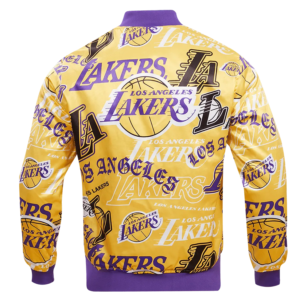 NBA LOS ANGELES LAKERS AOP MEN'S SATIN JACKET (YELLOW)
