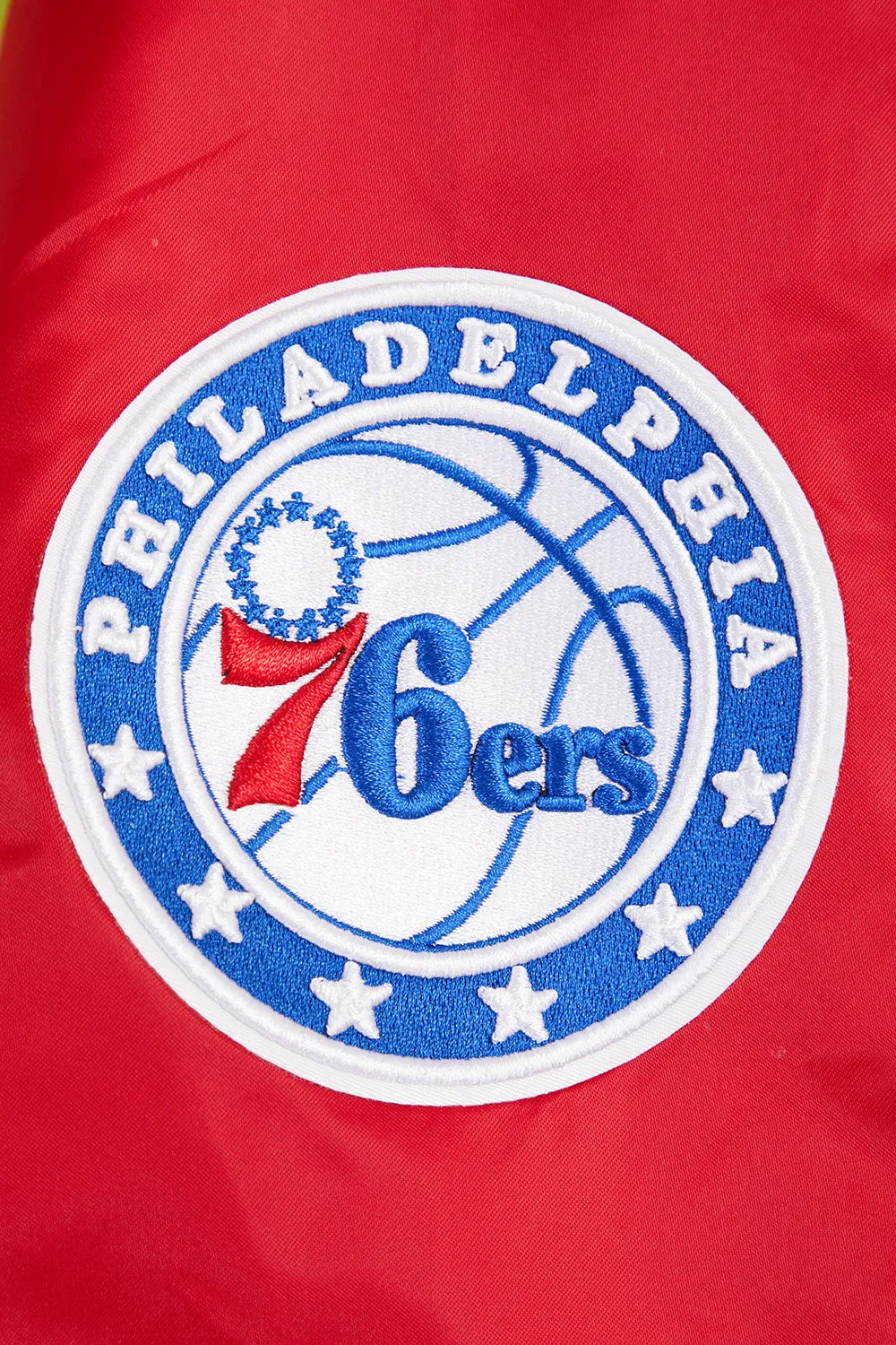 NBA PHILADELPHIA 76ERS BIG LOGO MEN'S SATIN JACKET (RED)