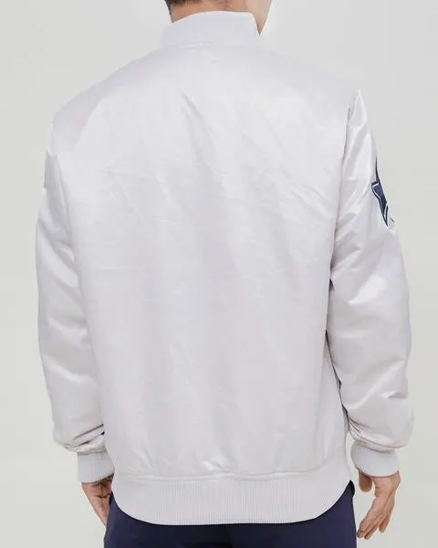 NFL DALLAS COWBOYS WORDMARK MEN'S SATIN JACKET (SILVER)