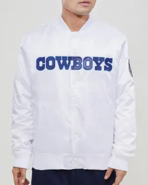 NFL DALLAS COWBOYS WORDMARK MEN'S SATIN JACKET (SILVER)