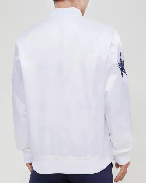 NFL DALLAS COWBOYS WORDMARK MEN'S SATIN JACKET (SILVER)