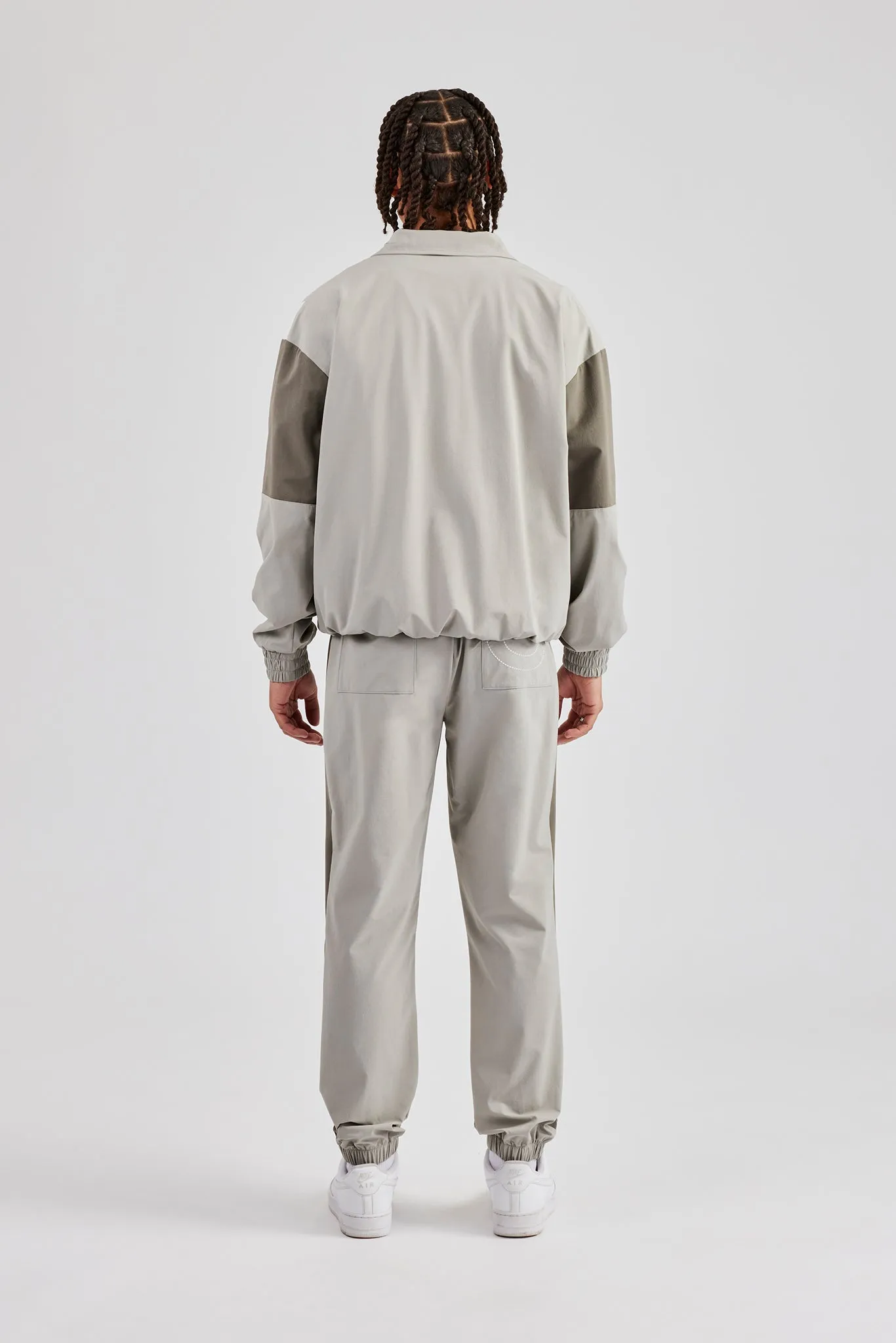 Nylon Colour Block Zip Through Tracksuit - Grey