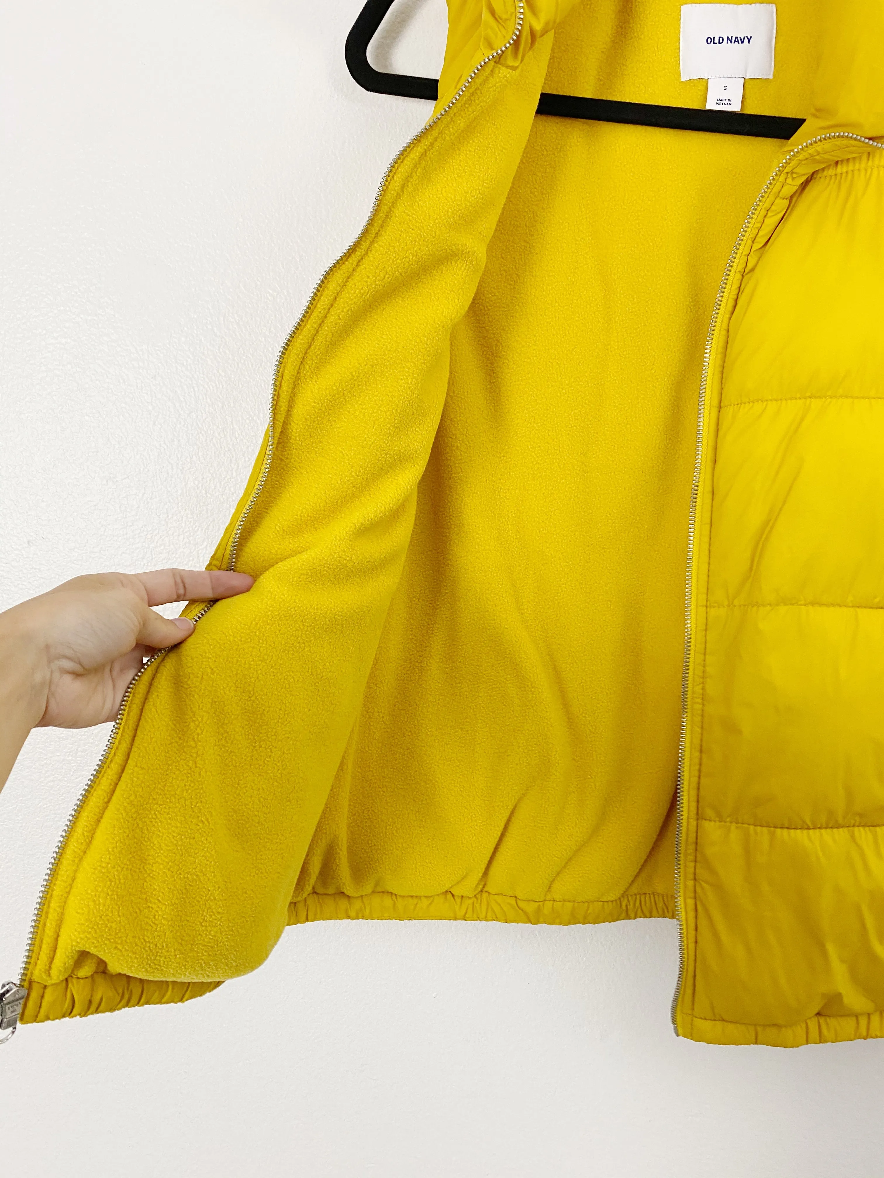 OLD NAVY Mustard Down Fleece Puffer Vest Small