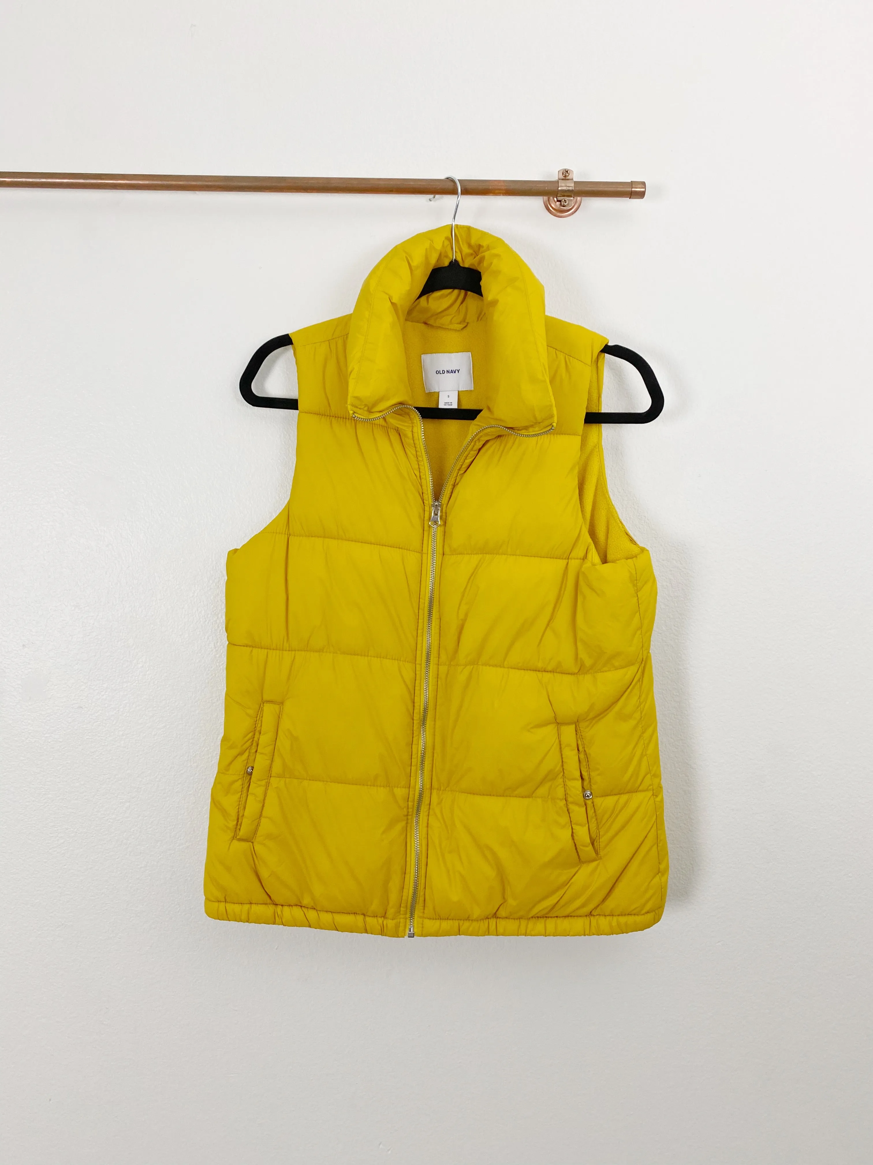 OLD NAVY Mustard Down Fleece Puffer Vest Small
