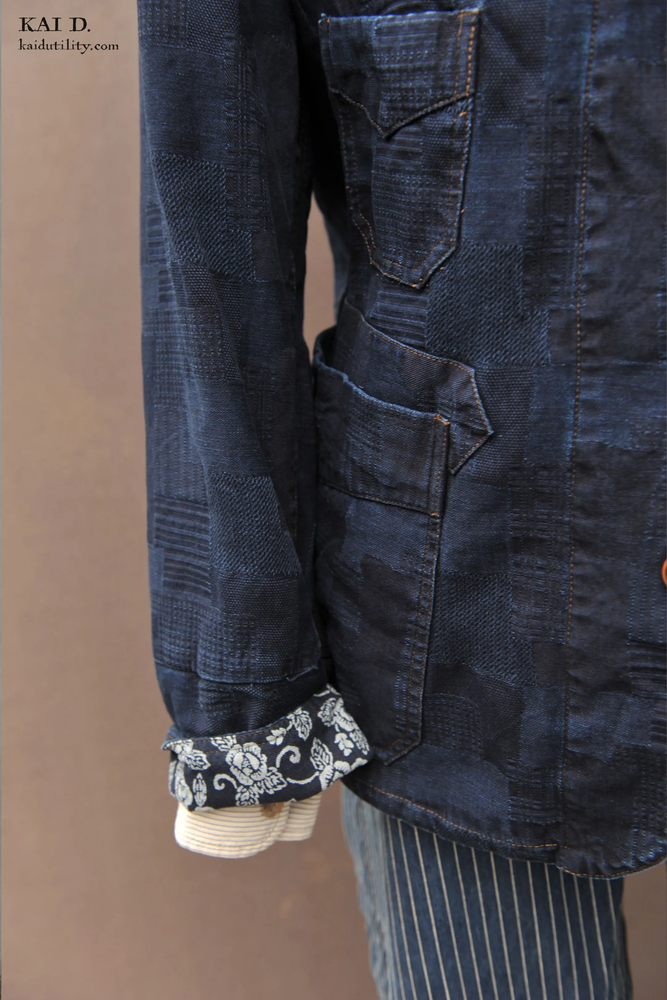 Patchwork Weave Degas Jacket - Deep Indigo - M, L, XL
