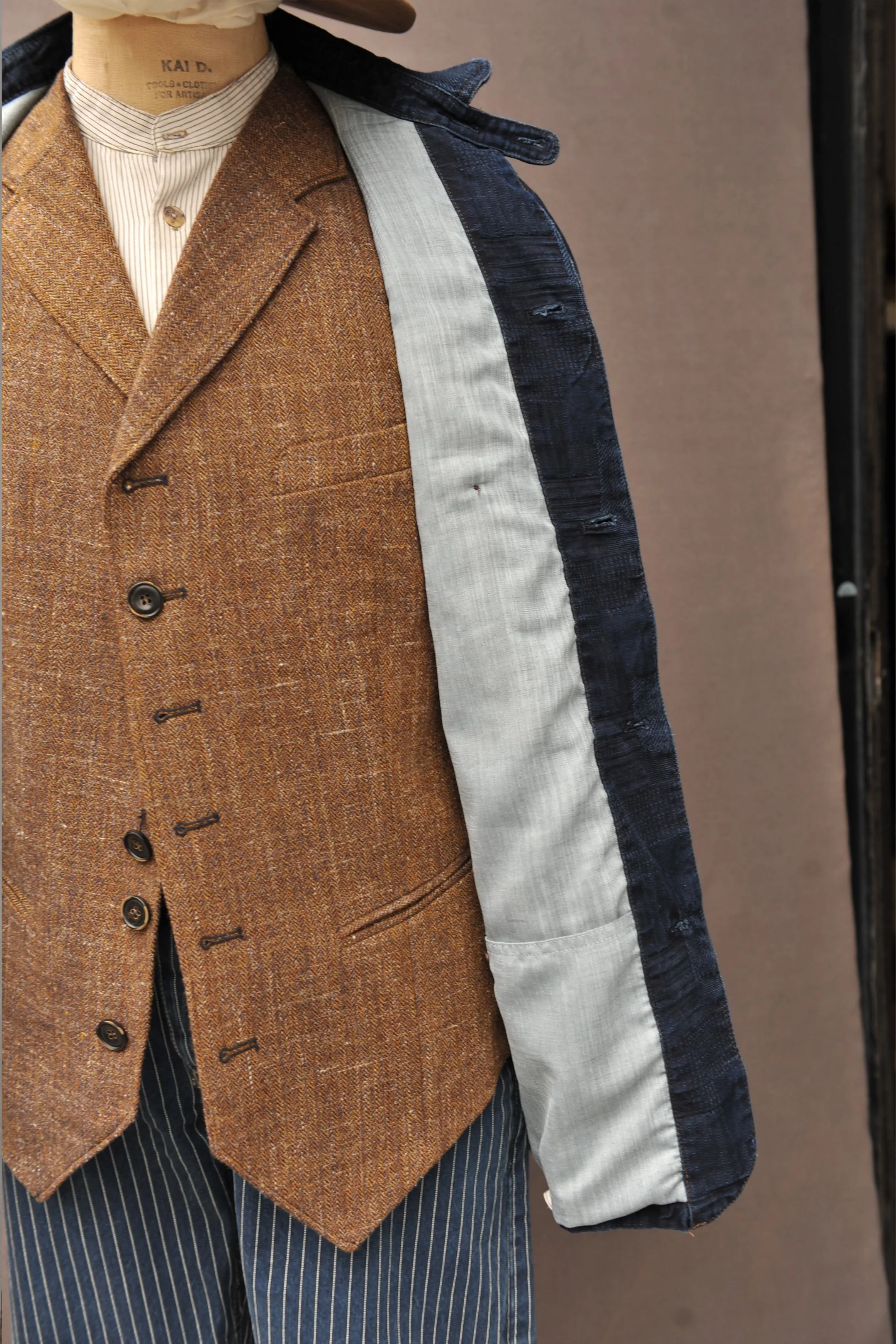 Patchwork Weave Degas Jacket - Deep Indigo - M, L, XL