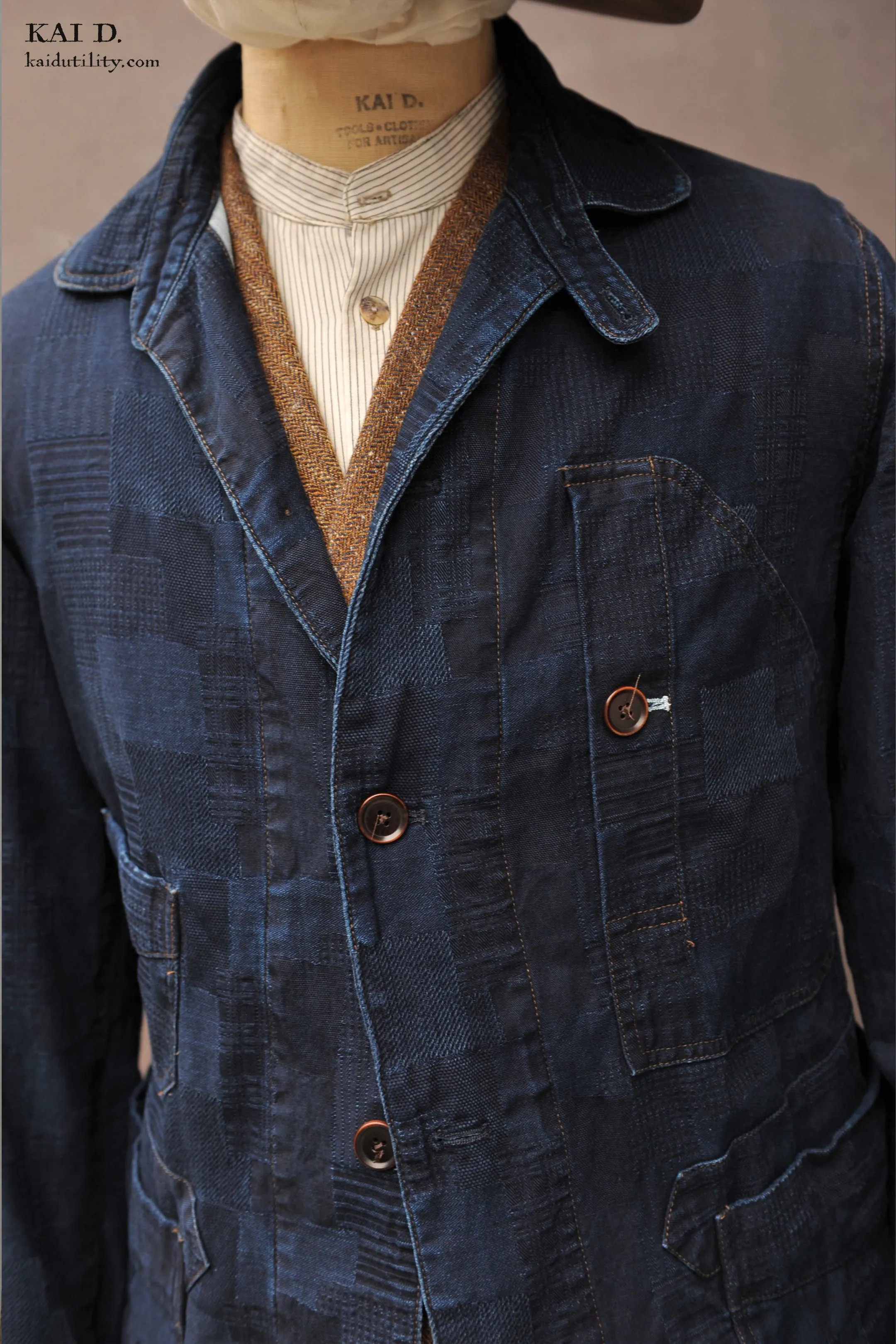 Patchwork Weave Degas Jacket - Deep Indigo - M, L, XL