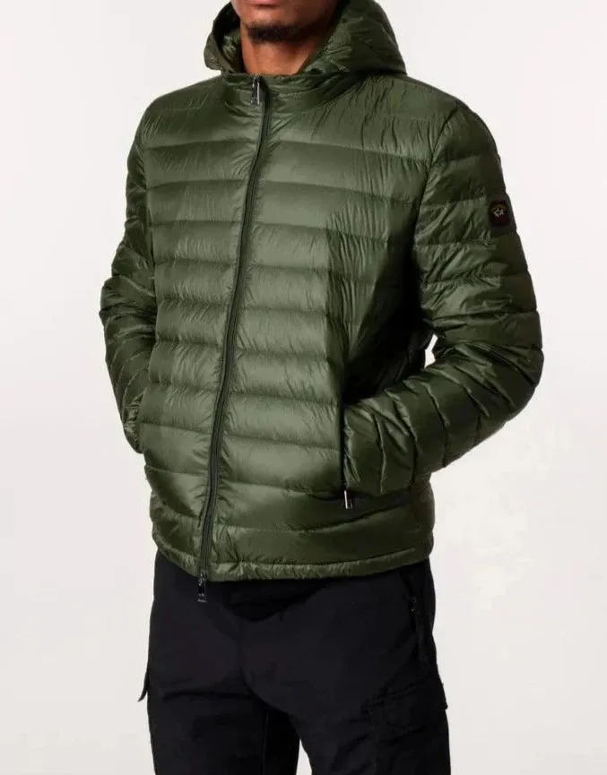 Paul & Shark Ultralight Down Jacket with Detachable Hood | Military Green