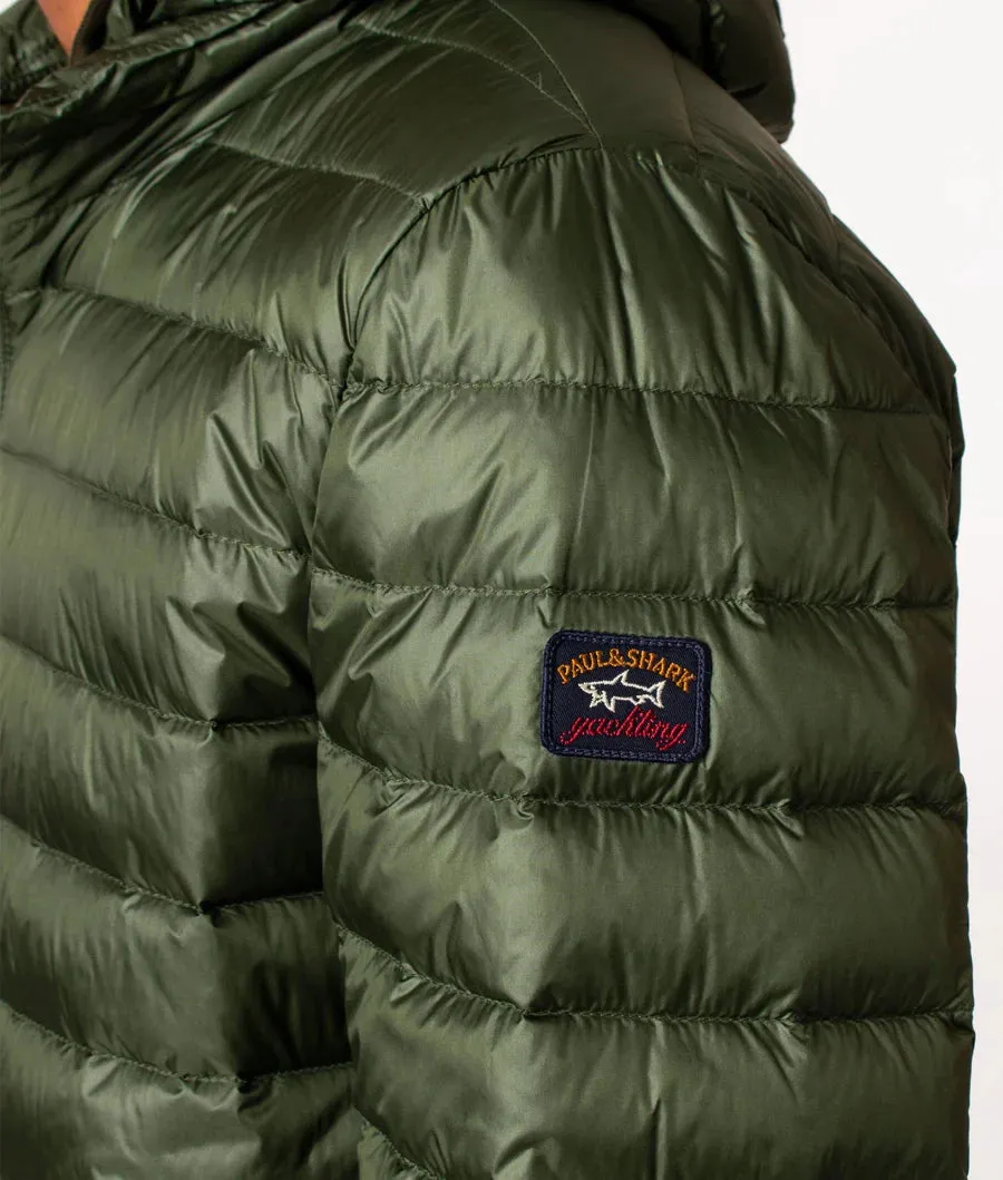 Paul & Shark Ultralight Down Jacket with Detachable Hood | Military Green