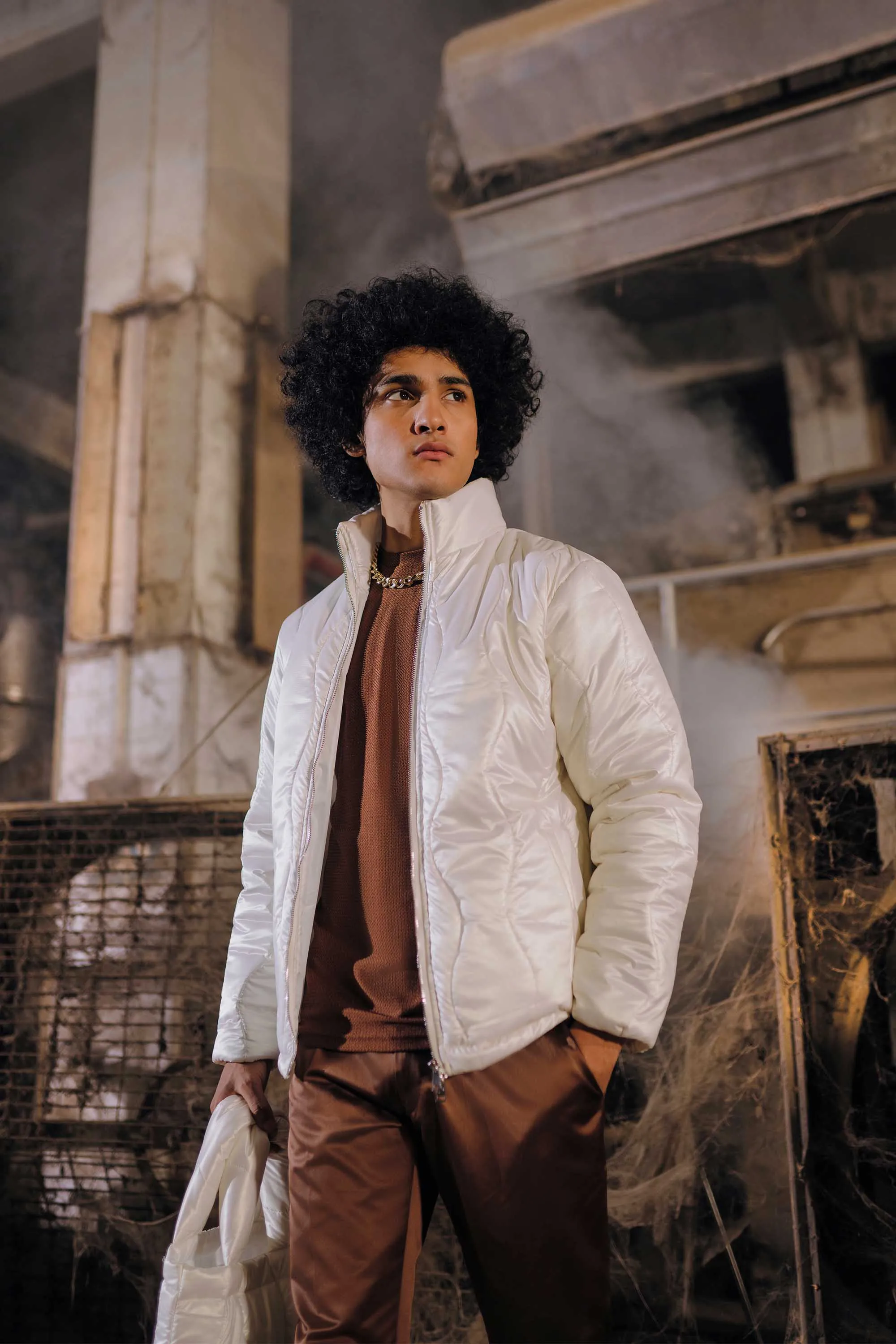 Pearl White Designer Parka
