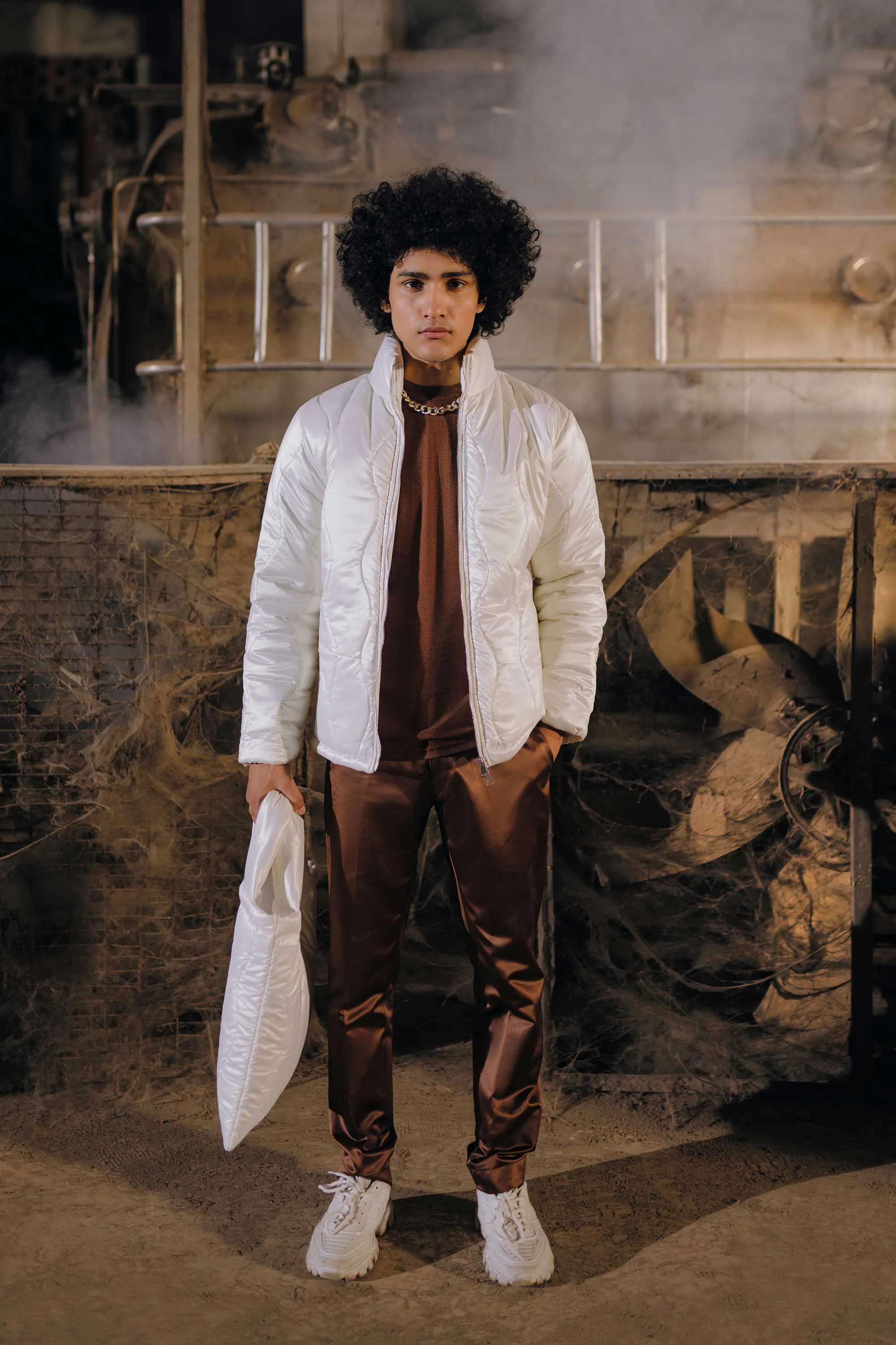 Pearl White Designer Parka