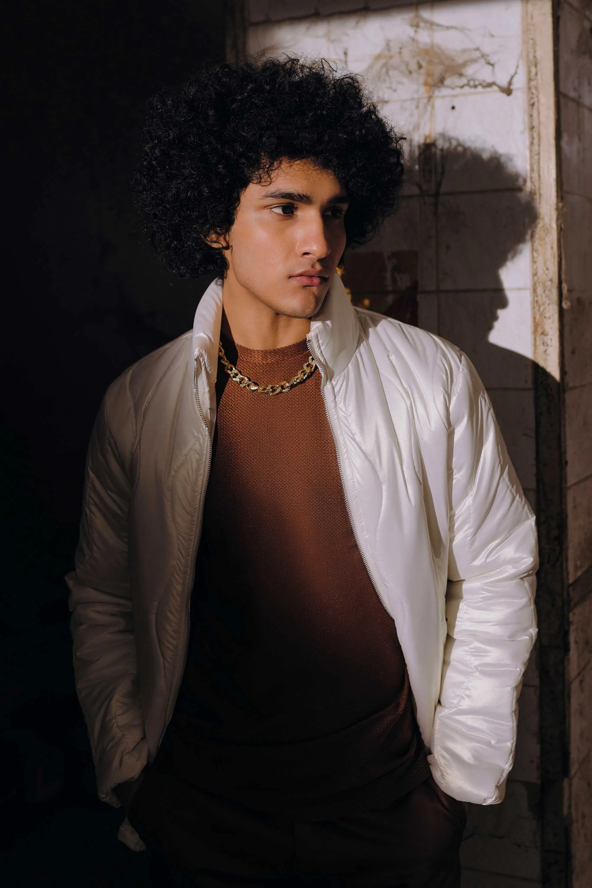 Pearl White Designer Parka