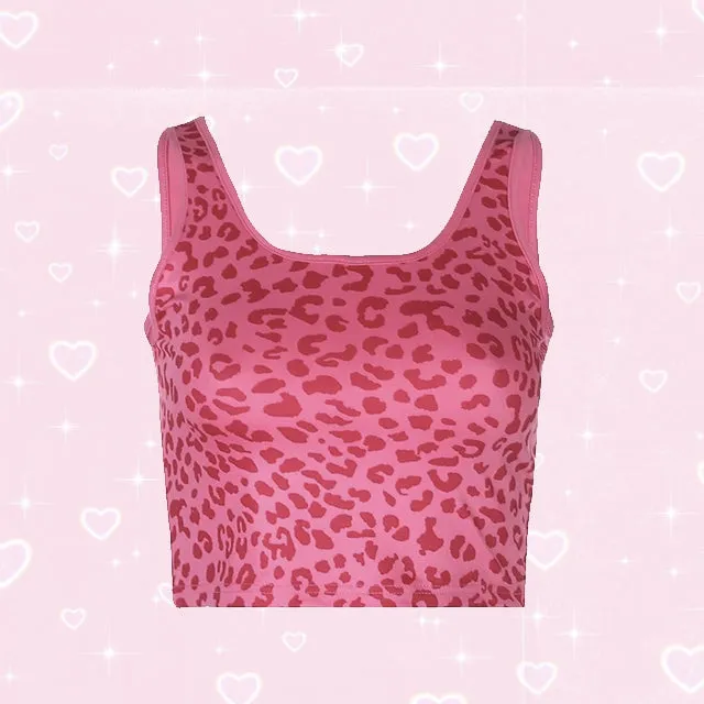 Pink Leopard Crop Top