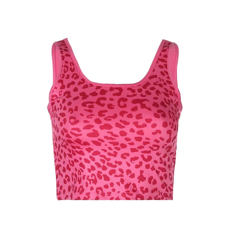 Pink Leopard Crop Top